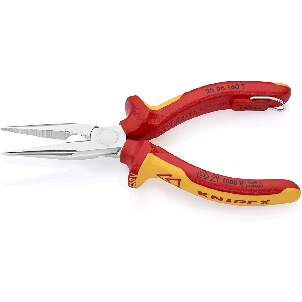 KNIPEX Snipe Nose Side Cutting Pliers (Radio Pliers) 1000V-insulated (160 mm) 25 06 160 T