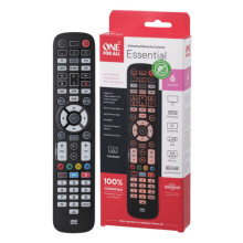 One for All Essential 6-Way Antimicrobial Universal Remote Control | Backlit, 6 Devices, 3 App Shortcuts + Favorite Channel, SteriTouch URC3661