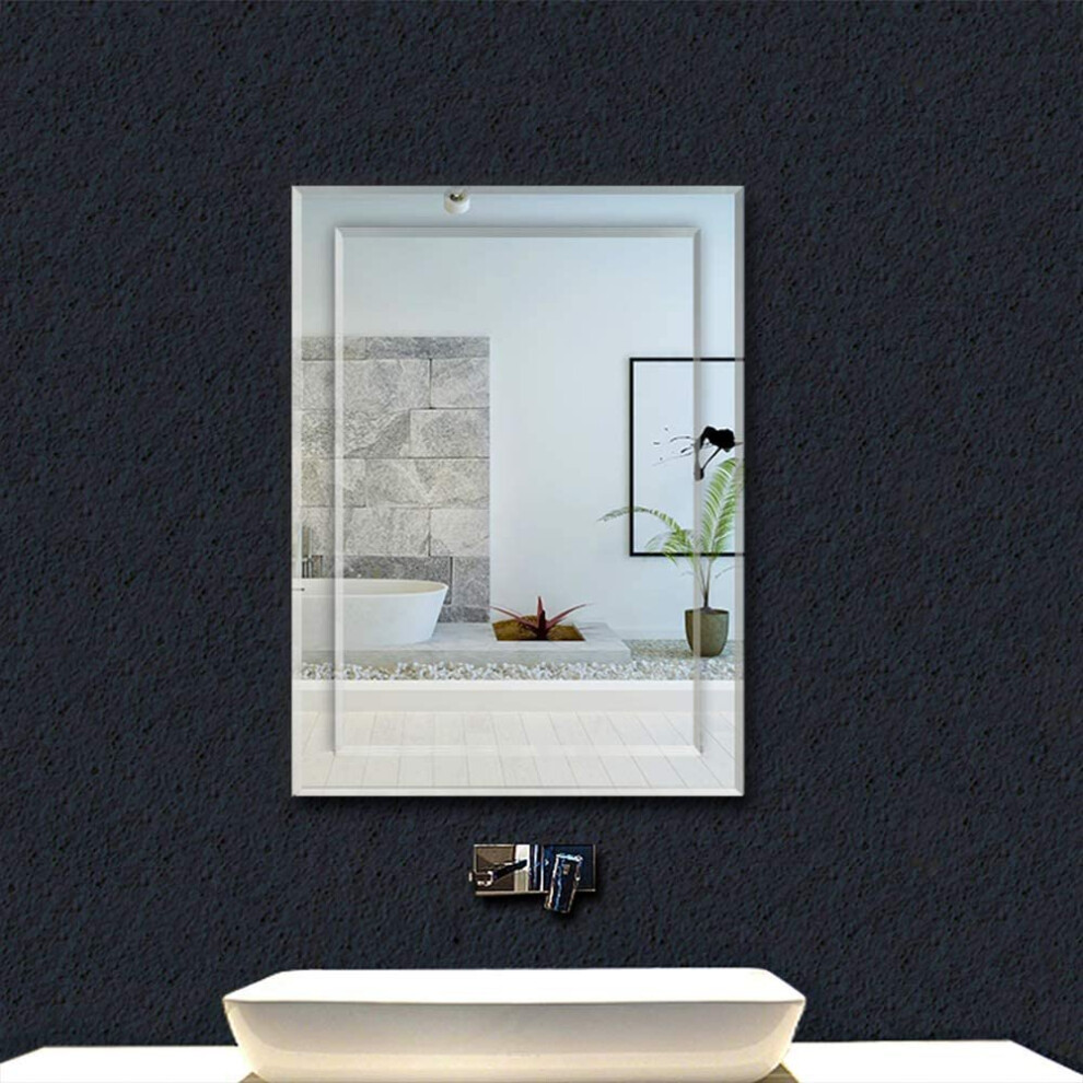 Aica 500 x 700 mm Rectangular Bathroom Wall Mirror Bathroom Mirrors Bevelled Design Wall Mounted