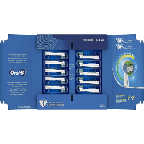 Oral-B Oral-B Precision Clean Replacement Toothbrush Head with CleanMaximiser Technology, Pack of 10, Mailbox Sized Pack 1