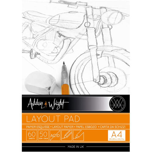 Ashton and Wright - A4 Semi Transparent Layout Pad - 50gsm Paper - 60 Sheets