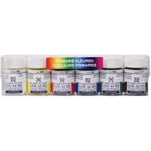 Talens - Extra Fine Gouache Paint - 6 Assorted Primary Colours - 1 tube.