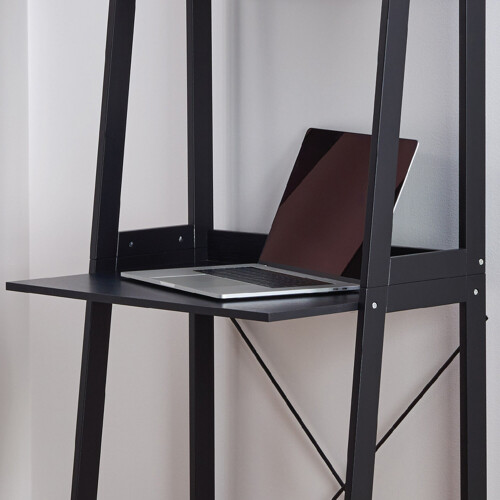 URBN Living (Black) Ladder Desk 2 Shelves Wooden Computer Table Office 1