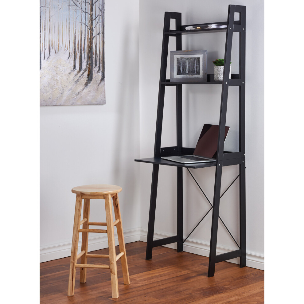Urbn Living (Black) Ladder Desk 2 Shelves Wooden Computer Table Office Black