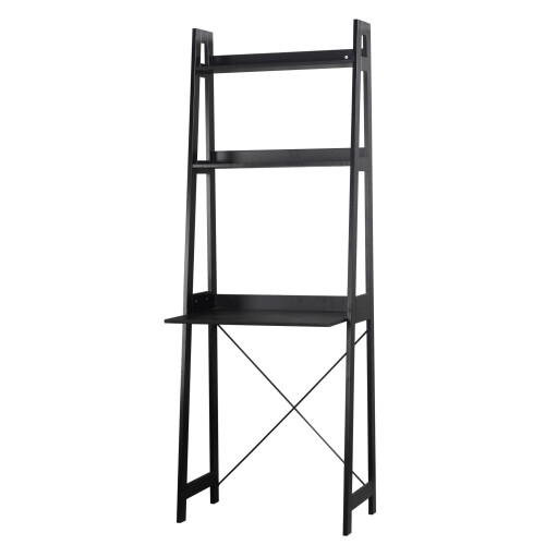 URBN Living (Black) Ladder Desk 2 Shelves Wooden Computer Table Office 2