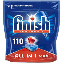 Finish All-in-One Max Original Dishwasher Tablets – 110 Tablets, Powerful Stain Removal & Glassware Protection