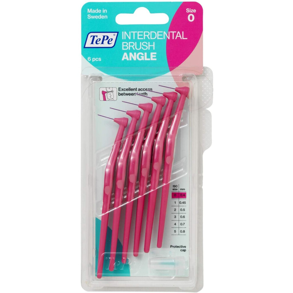 Tepe Angled 0.4mm Pink Interdental Brushes - Pack of 6