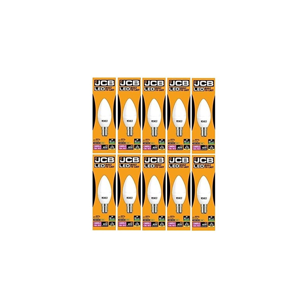 10 X JCB 6w = 40w LED Opal Candles - 3000k - Warm White (6w = 40w, Small Bayonet Cap (SBC)Â [Energy Class A+]