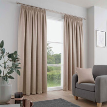 (Blush, 46 x 54 Inch) Fusion Galaxy Plain Dyed Triple Woven Thermal Pencil Pleat Lined Curtains