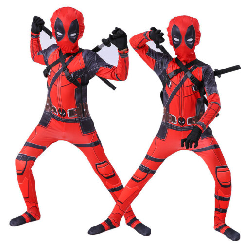 Kids Boys Deadpool Halloween Party Cosplay Costume Fancy Dress (No