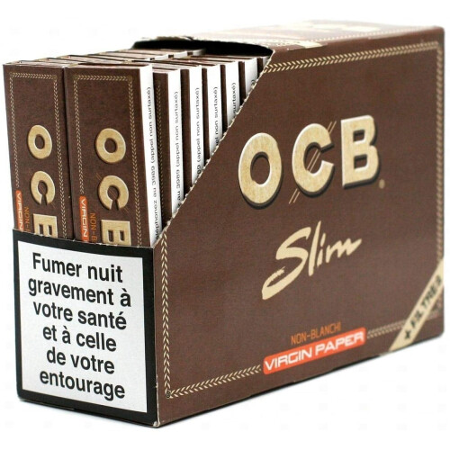 OCB virgin slim rolling paper + filter pack of 32 books