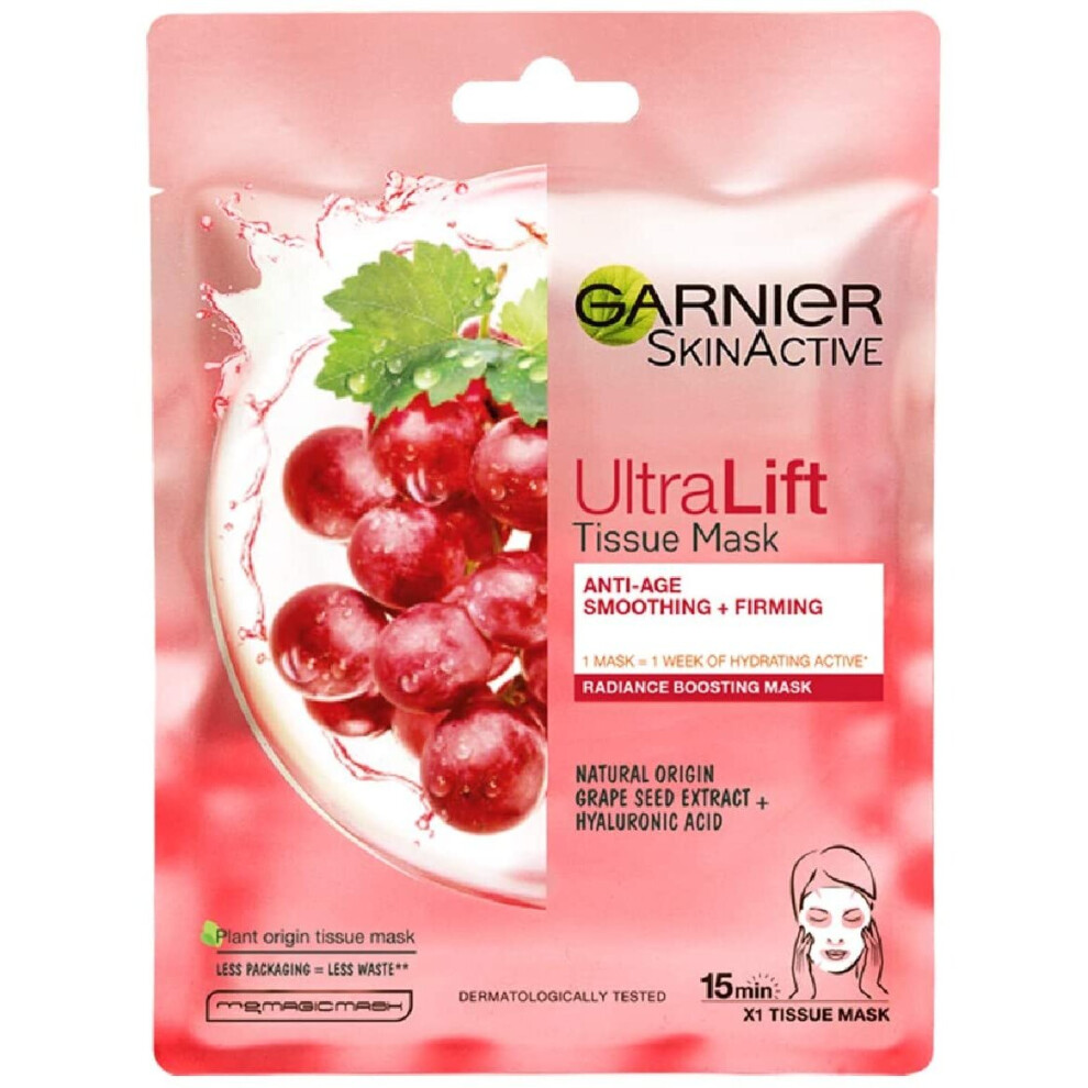Garnier Ultralift Anti Ageing Tissue Mask, Radiance Boosting Tissue Face Sheet Mask 32 g