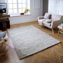 (Grey, 160x230 cm) 100% Wool Rug Handmade Eco Friendly Rugs Stripe Line Linear Natural Grey Blue Carpet Mat Living Room Bedroom Small XL Large Rug ORIENTAL WEAVERS