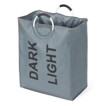 2 COMPARTMENT LAUNDRY HAMPER CLOTHES WASHING STORAGE BASKET DARK LIGHTS FOLDABLE