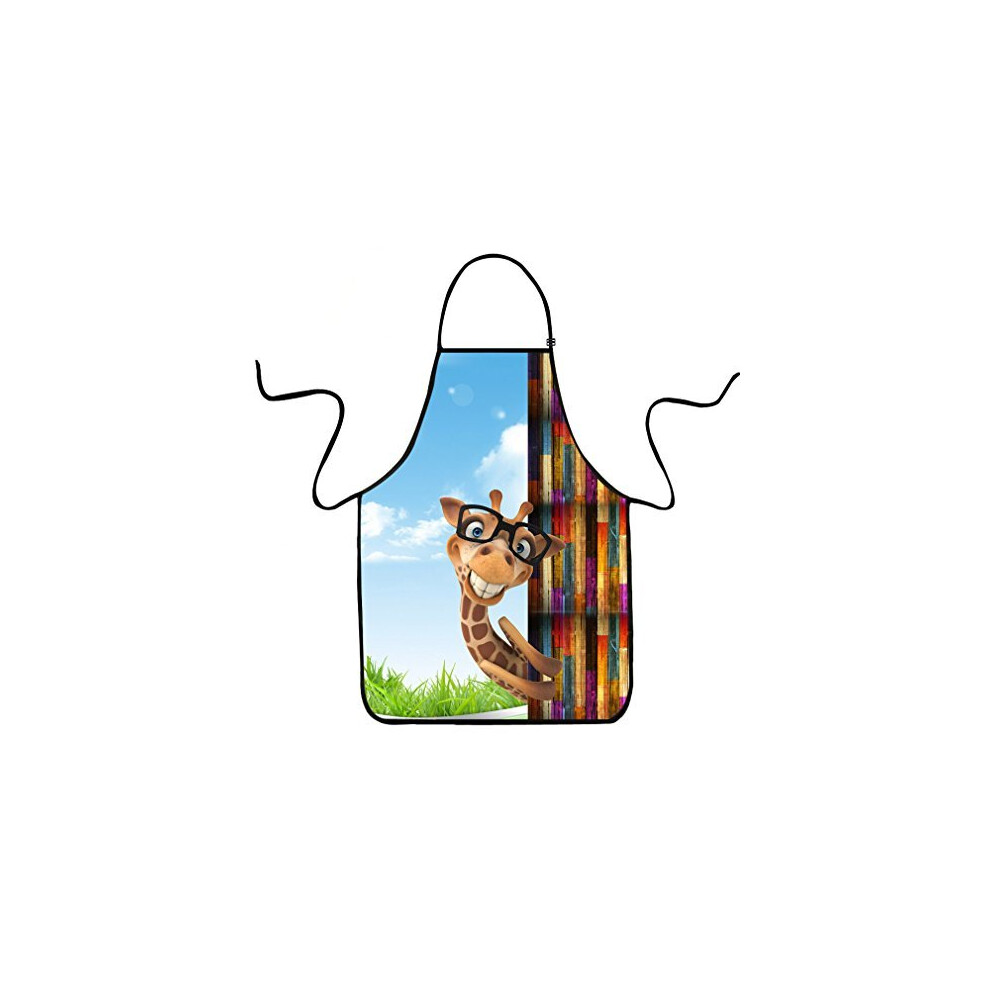 VIPbuy Novelty 3D Giraffe Print Apron Funny Kitchen Apron Waterproof Pinny Bib Apron Wipe Clean With Adjustable Neck Strap for Women Men Cooking