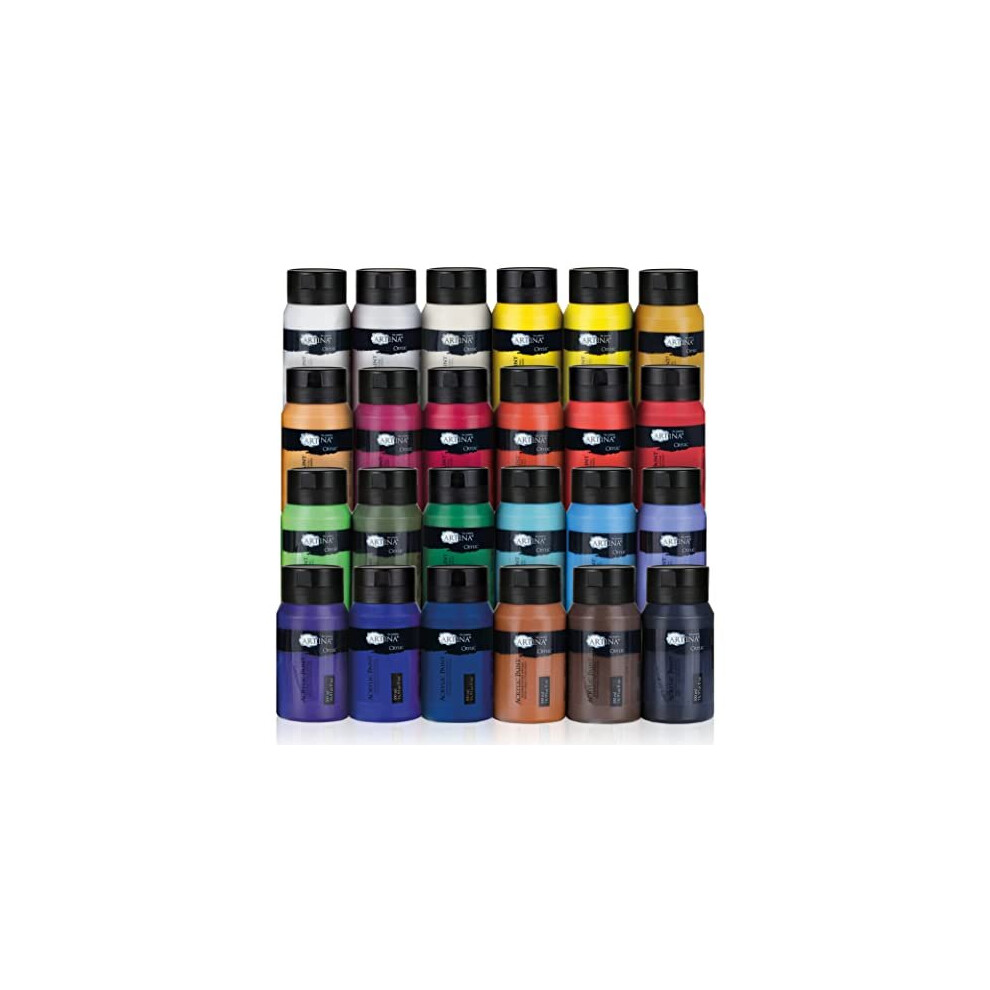 Artina 24pcs Acrylic Paint Set 500ml Crylic - Professional Acrylic Paint Set - Water Based Acrylic Paint Artist Colour Painting Set for Beginners
