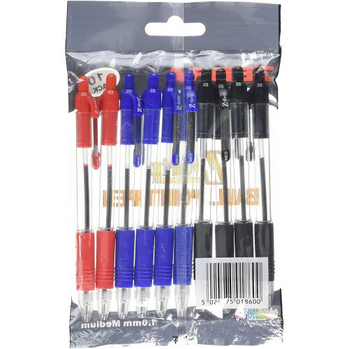 Z-grip Ball Pen 10 Pack - Assorted Red, Black & Blue 1