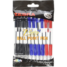 Z-grip Ball Pen 10 Pack - Assorted Red, Black & Blue