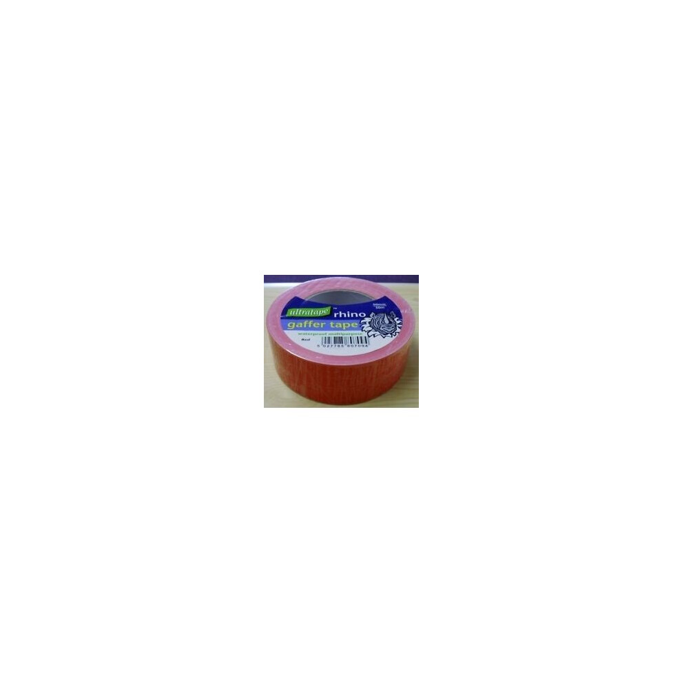 Ultratape Rhino 00435050Rerh Red Gaffer Gaffa Waterproof Multipurpose Duct Cloth Tape 50Mm X 50M 5027785807094