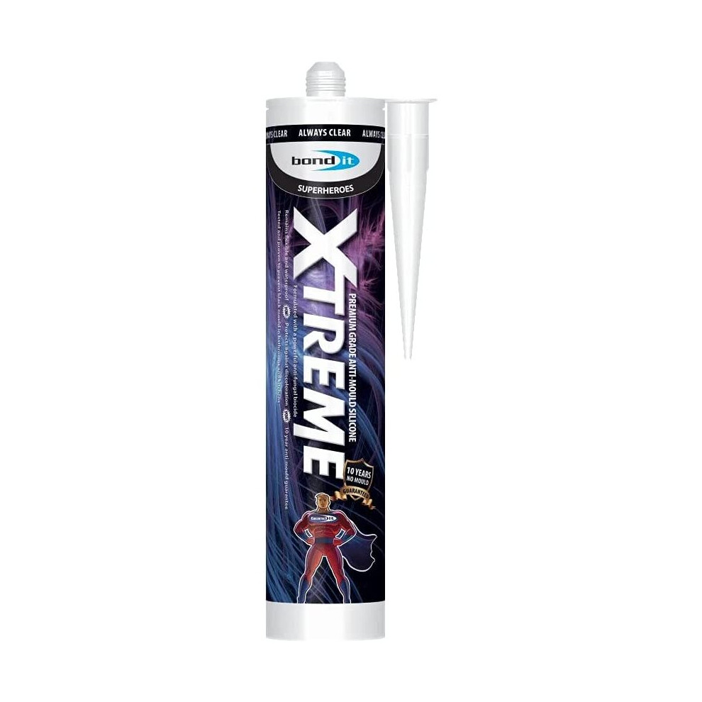 Bond-It Xtreme White Anti-Mould Silicone Sealant EU3 Cartridge 310ml - a flexible, permanently waterproof sealant ideal