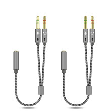 2-Pack Headset Splitter Cable, RonFin Gold Plated & Strong Braided Y Splitter Audio Cable Separate Microphone Headphone Jack...