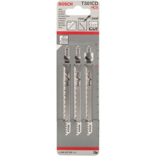Bosch 2608637591 Clean Wood Jigsaw Blade, 1 Lug, Blue, Pack of 3