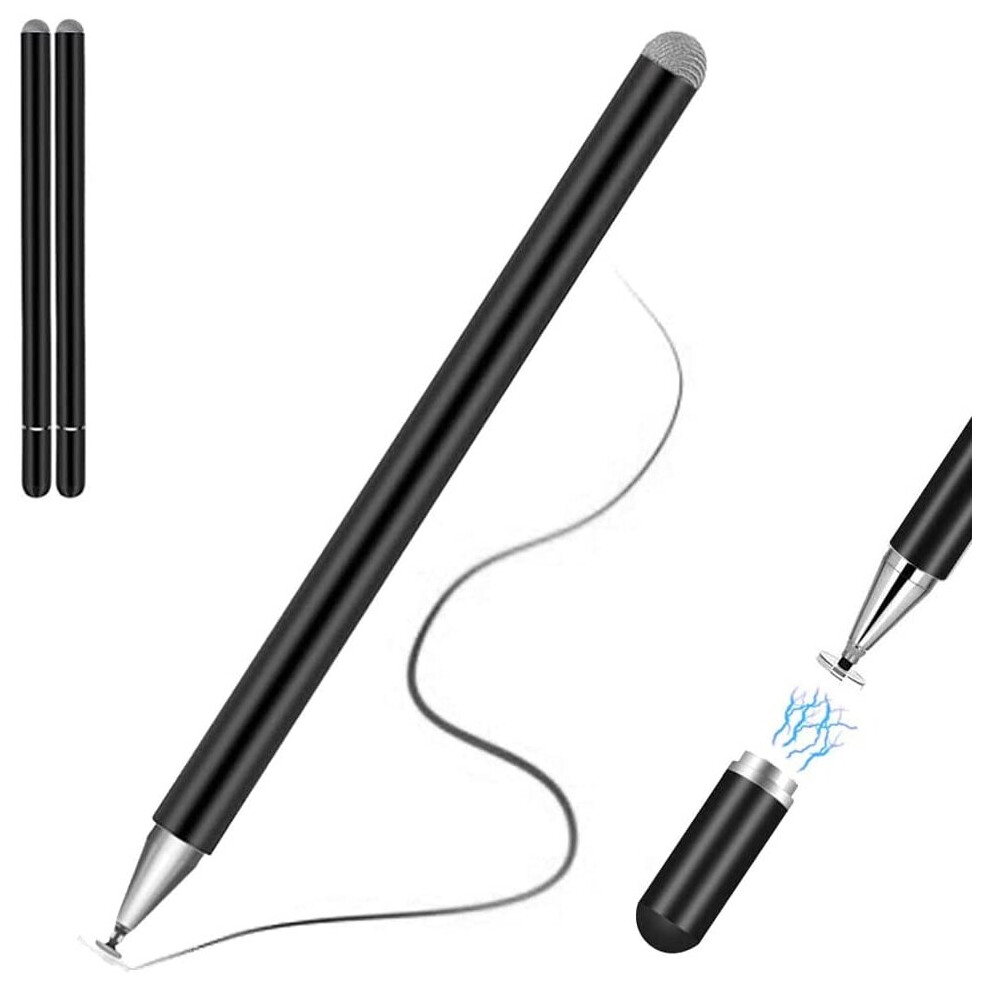 Stylus Pen, 2x TECHGEAR 2 in 1 Disc & Fiber Tip Stylus Pen for Touch Screens High Sensitivity Universal Pencil Compatible with...