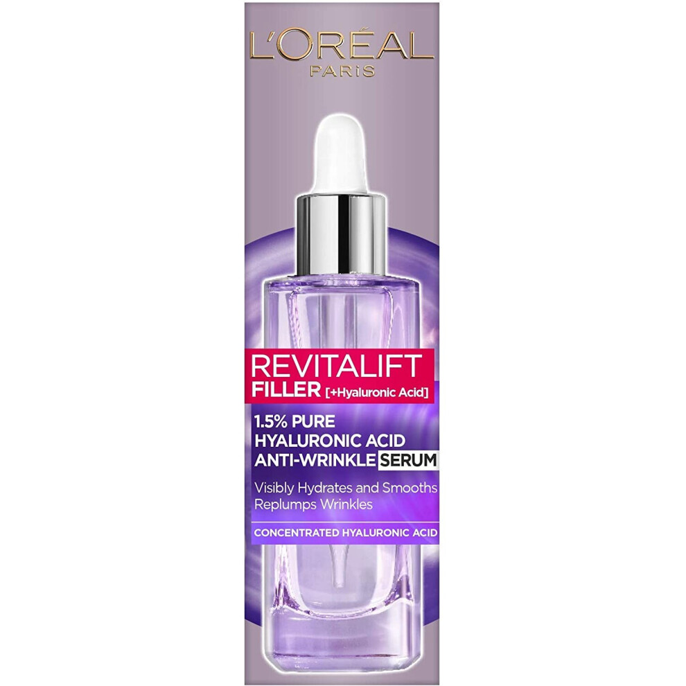 L'Oreal Paris Hyaluronic Acid Serum Revitalift Filler [+Hyaluronic Acid] Anti-Wrinkle Dropper Serum Large 50 ml