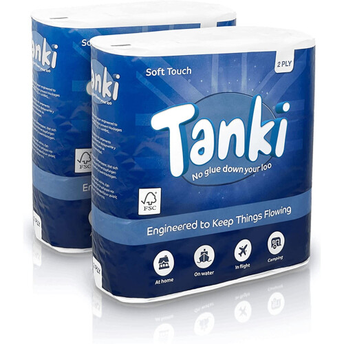 Tanki NonBlocking Toilet Paper 18 Rolls, 2ply, 200 Sheets Each UK