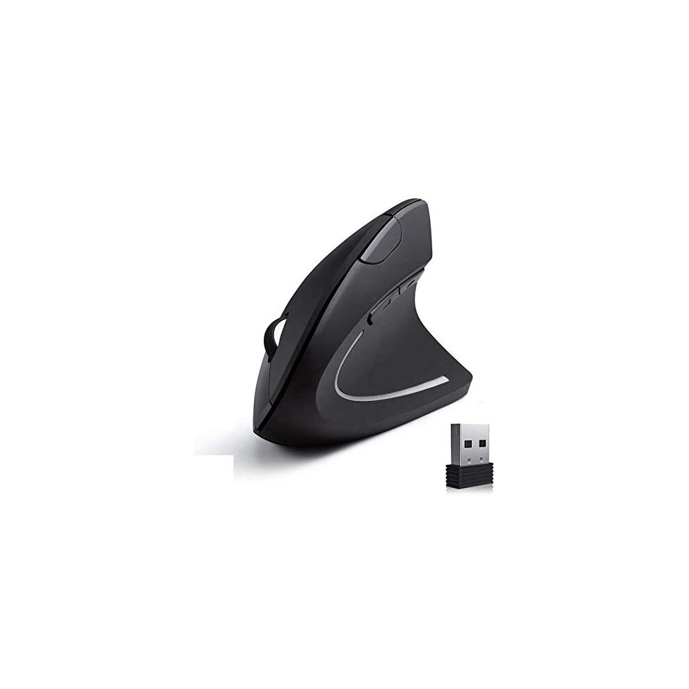 Ismmik 2.4G Mouse Wireless Verticale Mouse Ergonomico Mouse Ottico 800/1200/1600 Dpi, 5 Pulsanti Per Laptop, Desktop, Pc, Macbook - Nero-image