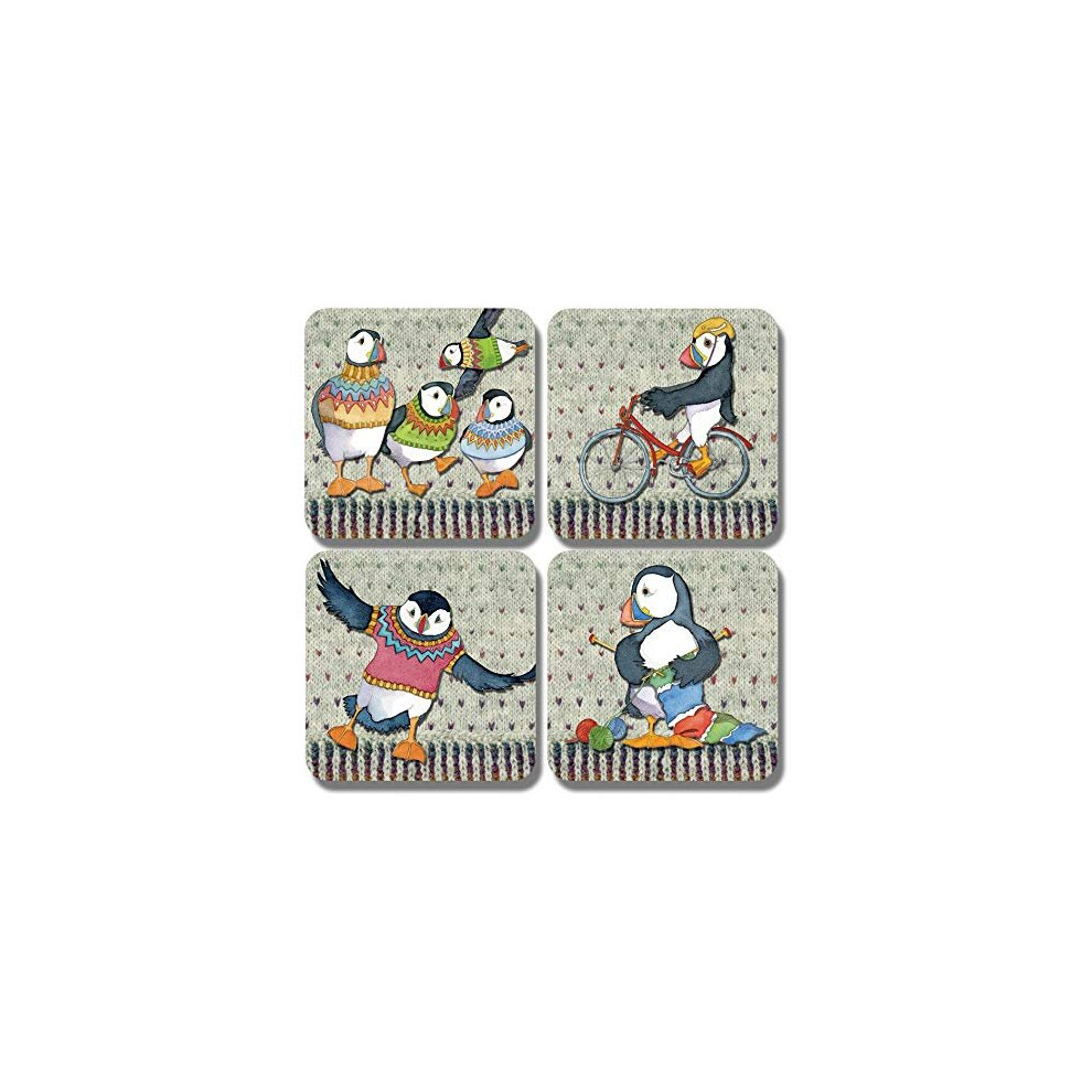 Emma Ball"Woolly Puffins" Coasters - Set of 4