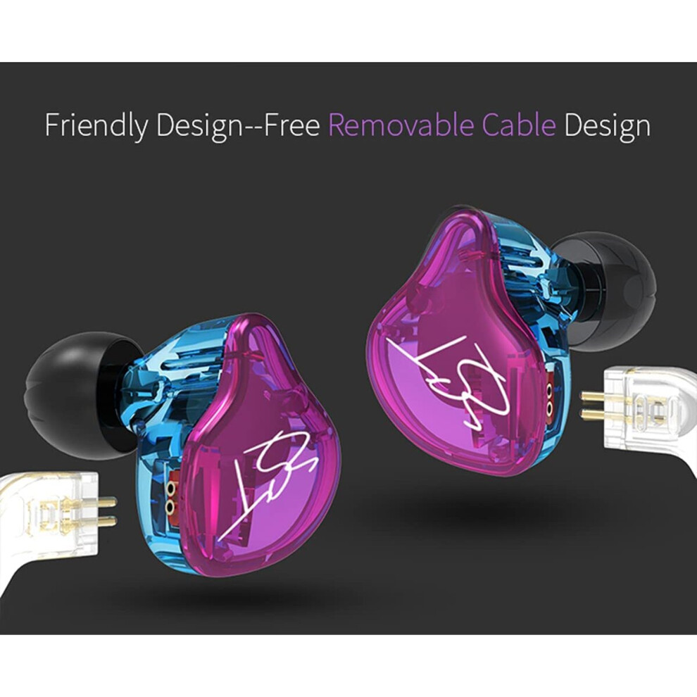 Yinyoo In Ear Monitors Kz Zst Hybrid Earphones Banlance Armature With Dynamic In Ear Headphone 1Ba+1Dd Hifi Headset (With Mic, ) Purple 611517423130
