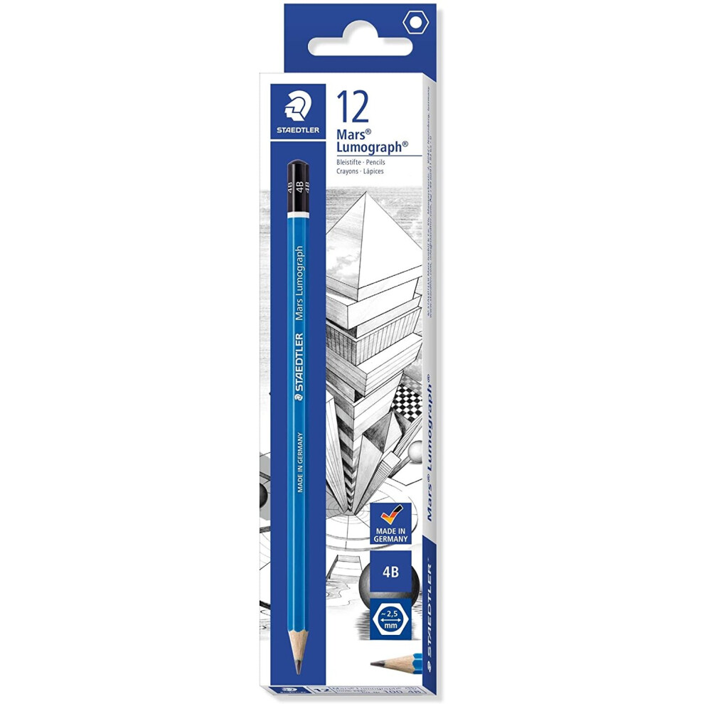 Staedtler Mars Lumograph 4B Pencil - Pack of 12, Blue