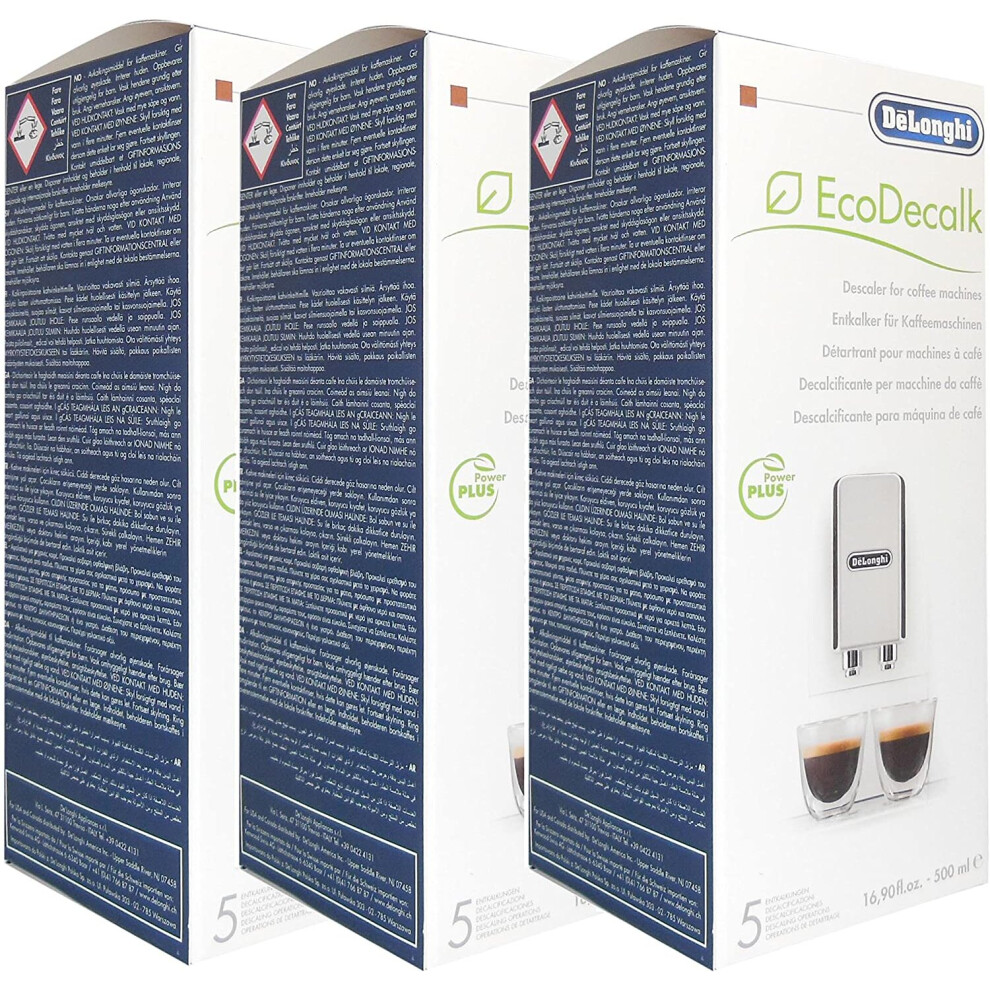 DeLonghi EcoDecalk DLSC500 Descaler 500ml - 5513296041 (3 Packs Of 500ml)