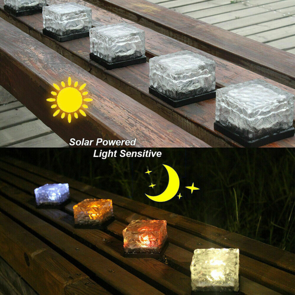 Glass Ice Cube Solar Sensor Lights LED Night Lamp