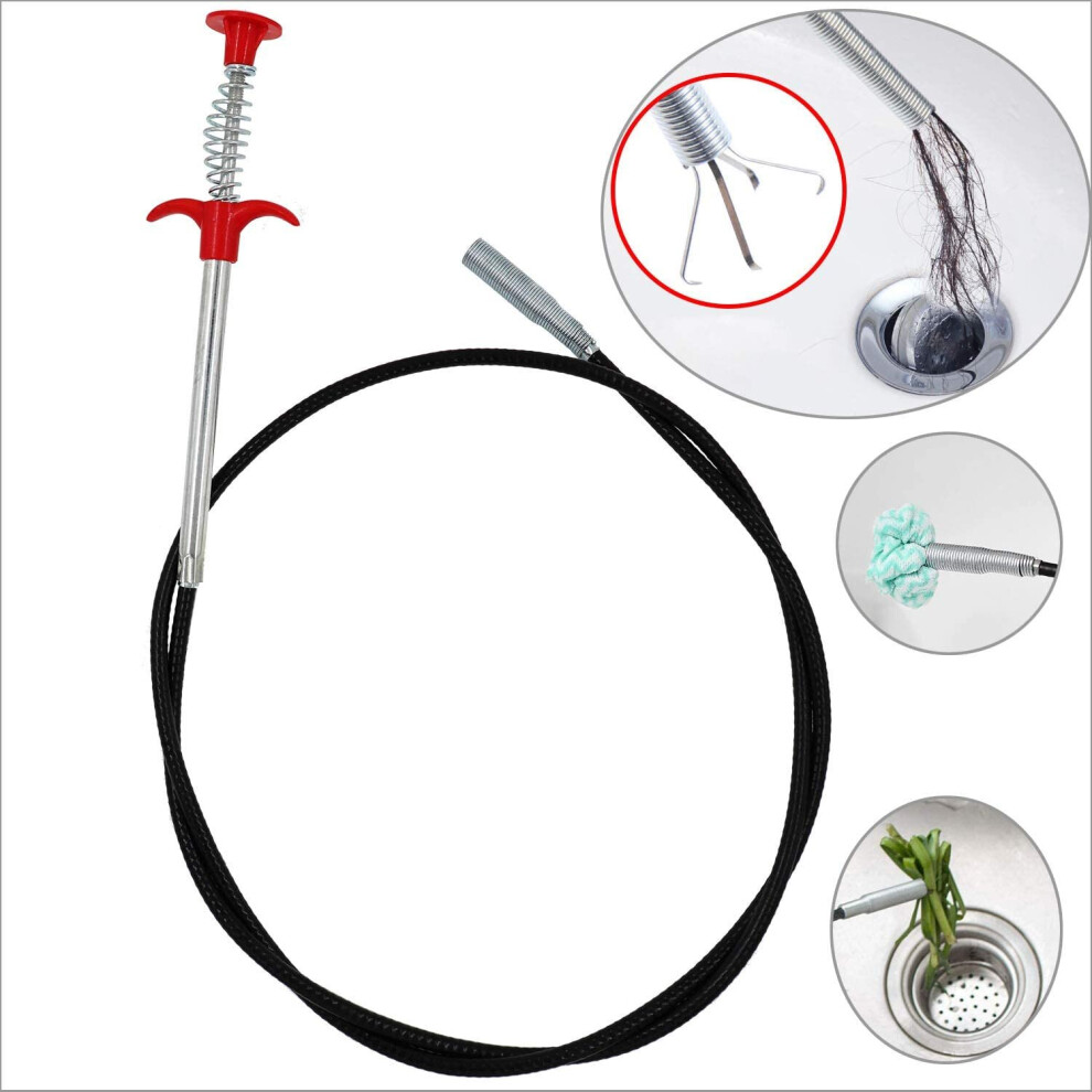 (90Cm) 60Cm Drain Snake Auger Clog Remover Plumbing Unblocker Cleaner 779756204122
