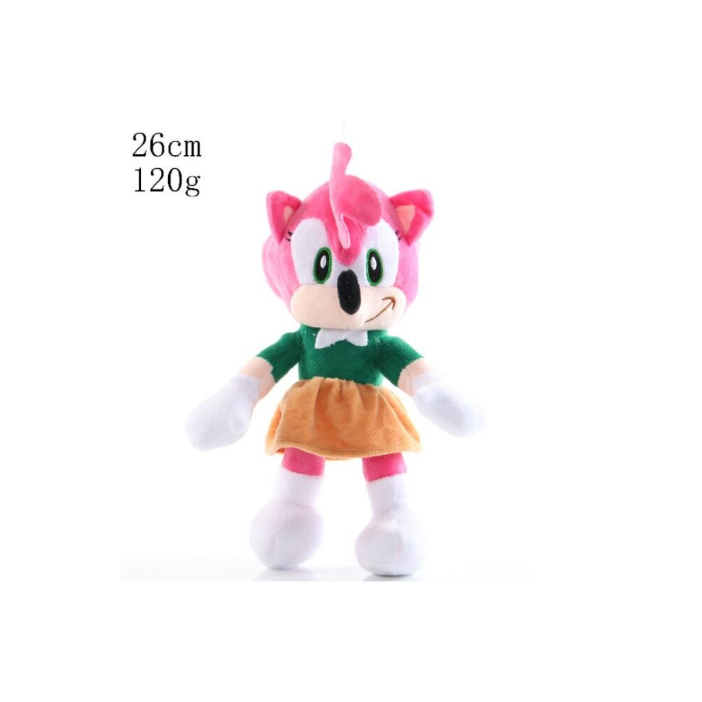 (Fense, 8 inch) Sonic The Hedgehog Shadow Amy Rose Knuckle Tail Plush Toy Soft Stuffed Doll Kids Toys Gifts