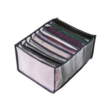(Black, T-Shirt 9 Grid) 6/7 Grids Clothes Storage Bag Drawer Mesh Divider Organizer Boxes