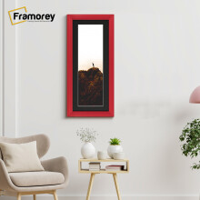 (Red With Black Mount, 20x8" Pic (24x12" Frame)) Panoramic Size Red Picture Frame / LW Style Wall Art Frame / Modern Photo Frames With Multicolored Mount