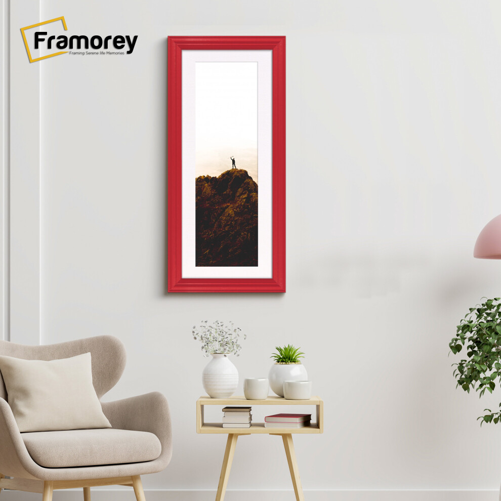 (Red With White Mount, 28x10" Pic (32x14" Frame)) Panoramic Size Red Picture Frame / LW Style Wall Art Frame / Modern Photo Frames With Multicolored M-image-OPC-P8YXHHQ-NEW