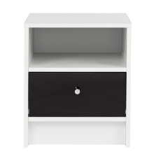 (White With Black Drawer) 2 x 1 Drawer Wooden Bedroom Bedside Cabinet Table