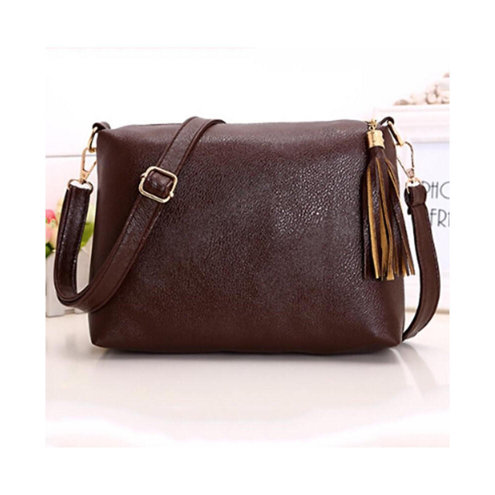 (Brown) Women Fashion Cross Body Bag Shoulder Diagonal BagTassel Handbag