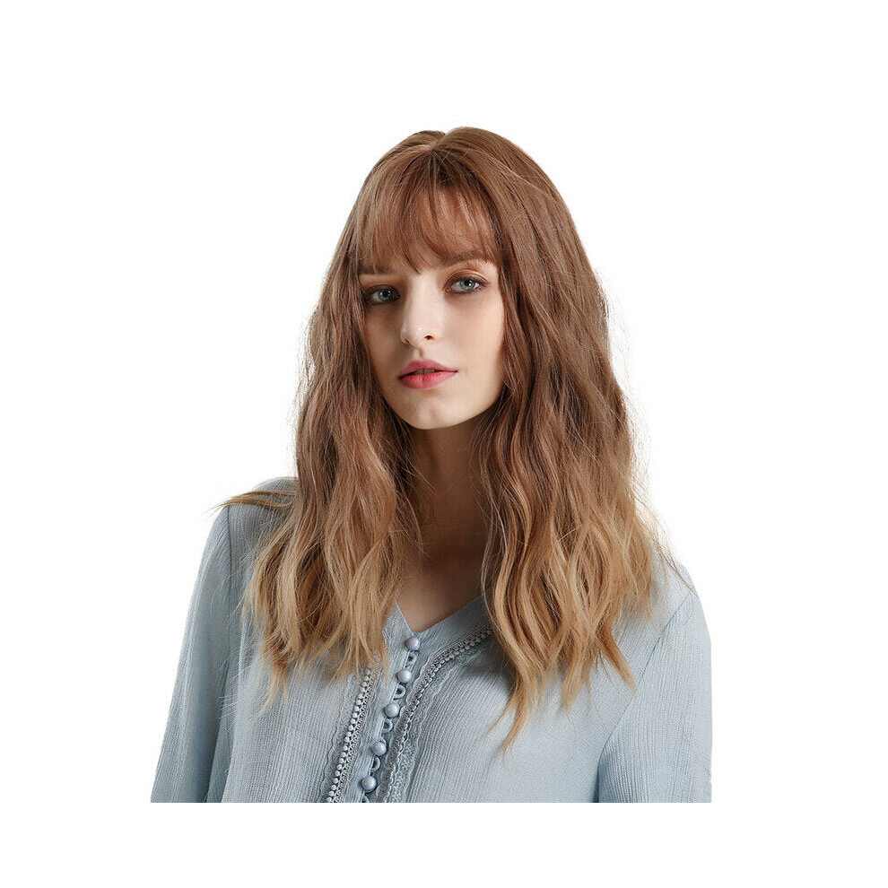 Greenzech Unisex Black,Brown Blonde Unicorn Gradient Brown Golden Curly Long Full-Fledged Wig