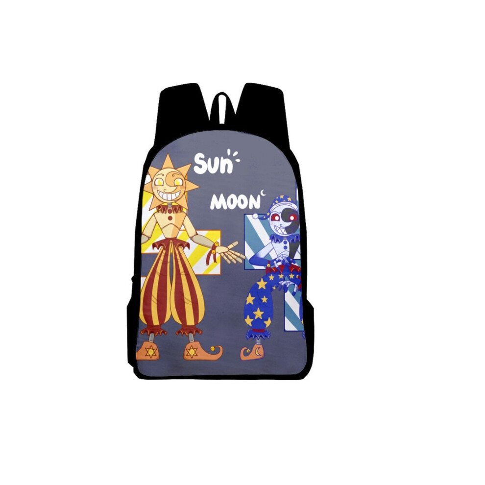 (Sun Moon Backpack) Sundrop Moondrop FNAF Backpack Student's Kids School Book Bag Pencil Case Laptop