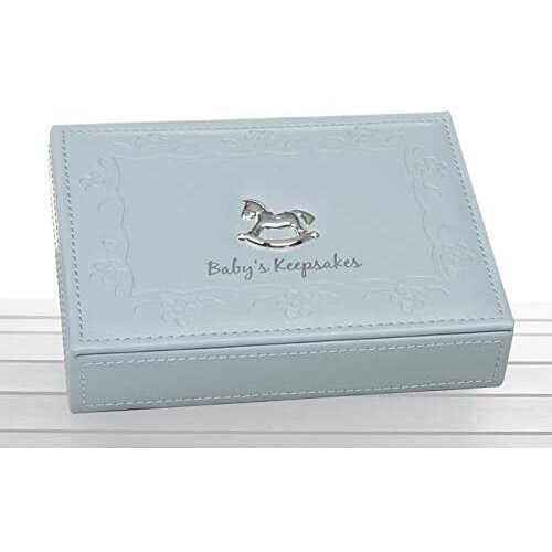 Faux Leather Babys Keepsakes Box - Blue