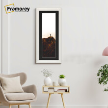 (White With Black Mount, 20x5" Pic (24x9" Frame)) Panoramic Size White Picture Frame / LW Style Wall Art Frame / Modern Photo Frames With Multicolored Mount