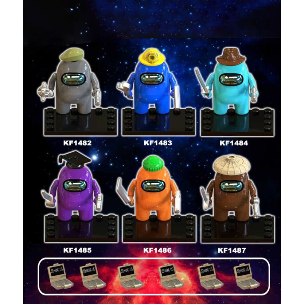 (B-6PCS) Small Particles Space Werewolf Killing Boy Assembled Building Blocks Minifigures Children Toys