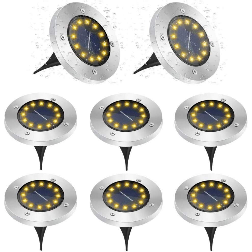 Bedee 8X 12-Led In-Ground Solar Lights, 6000K Warm White, Ip65 Waterproof, Auto On/Off With Ground Spike