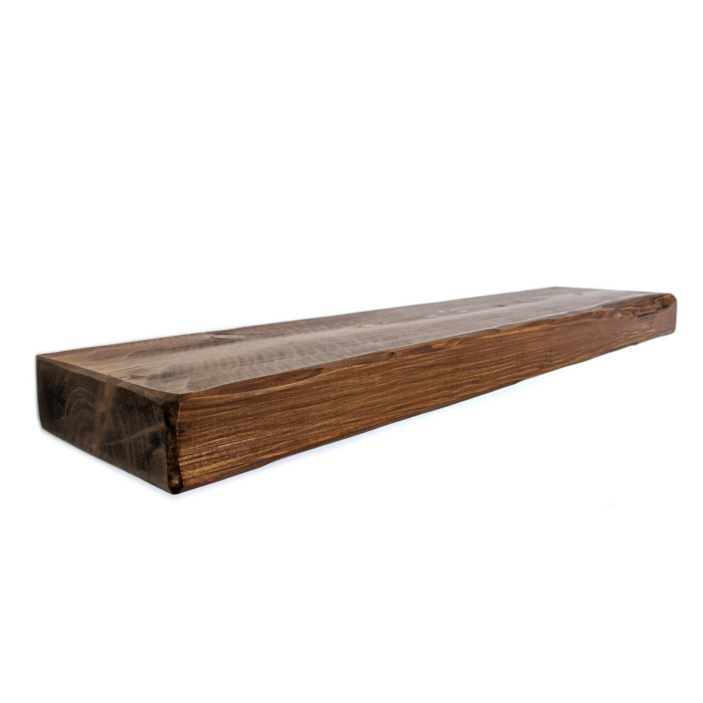 (Medium Oak, 20cm) Wooden Antique Style Floating Shelf Handmade Vintage Rustic 6" 140mm