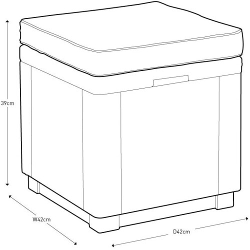 Keter (Graphite) Keter Cube Cushion Seat Table Footrest Storage Box 2